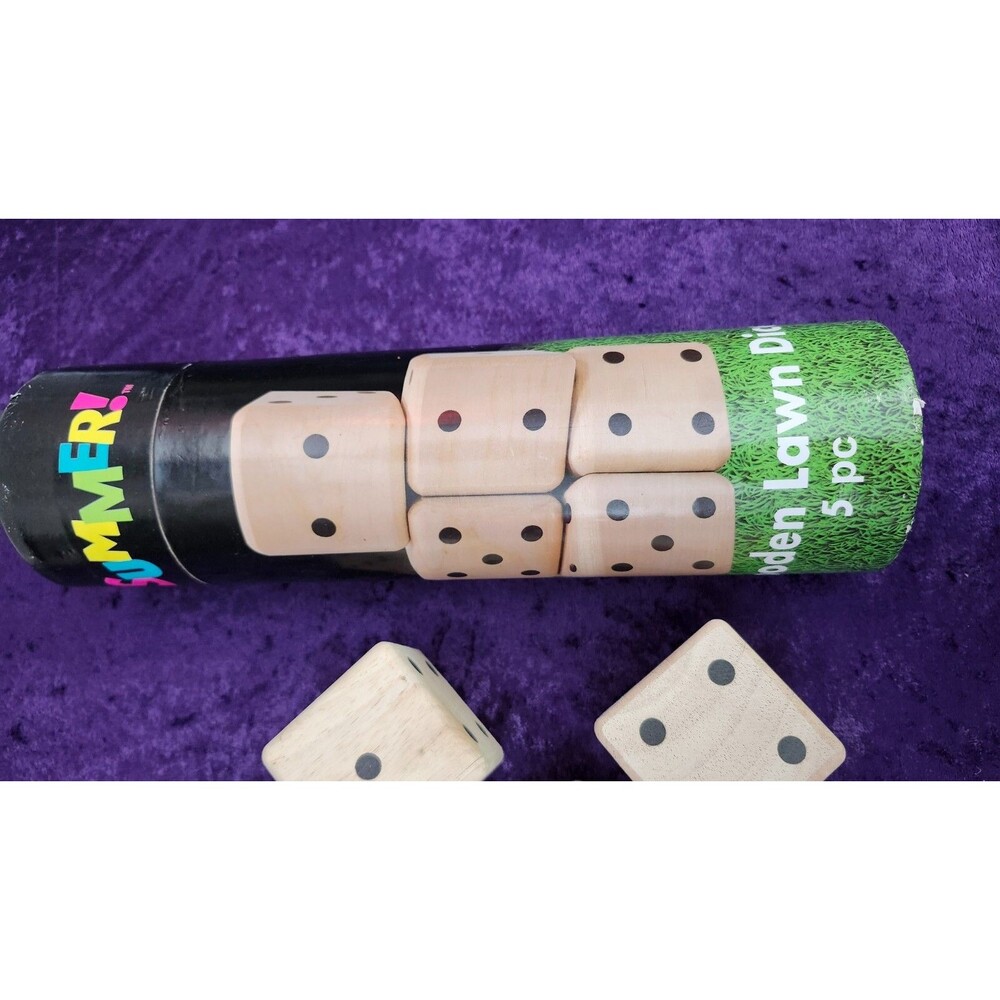Summer! Big Extra Large Brown Wooden Lawn Dice 5 piece For Outdoor Use image 3